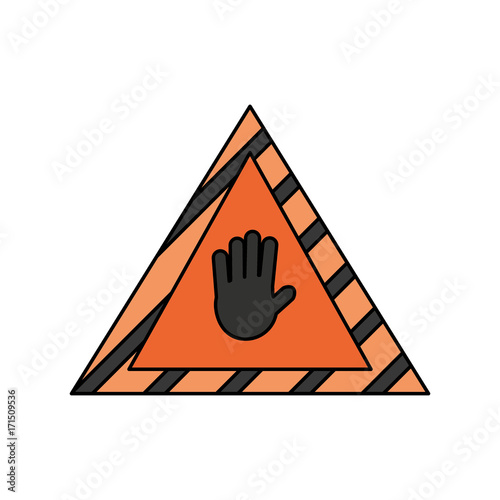 flat line colored  signal construction stopover white  background vector illustration