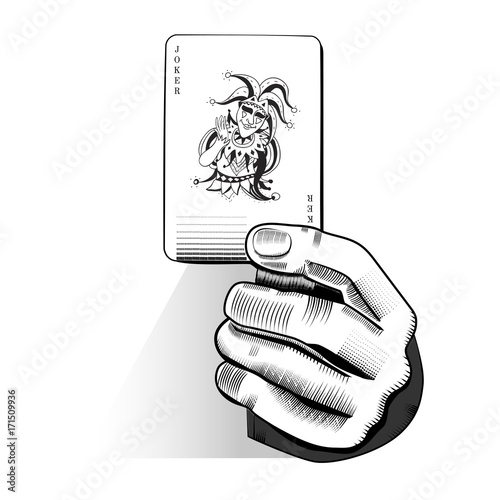 Illustration of hand holding a card