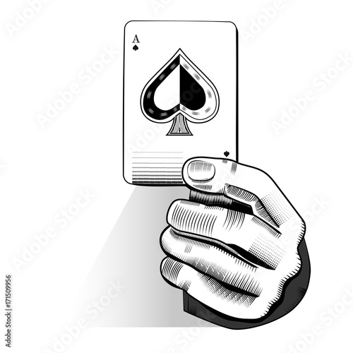 Illustration of hand holding a card