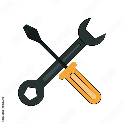 wrench spanner and screwdriver tool icon image vector illustration design 