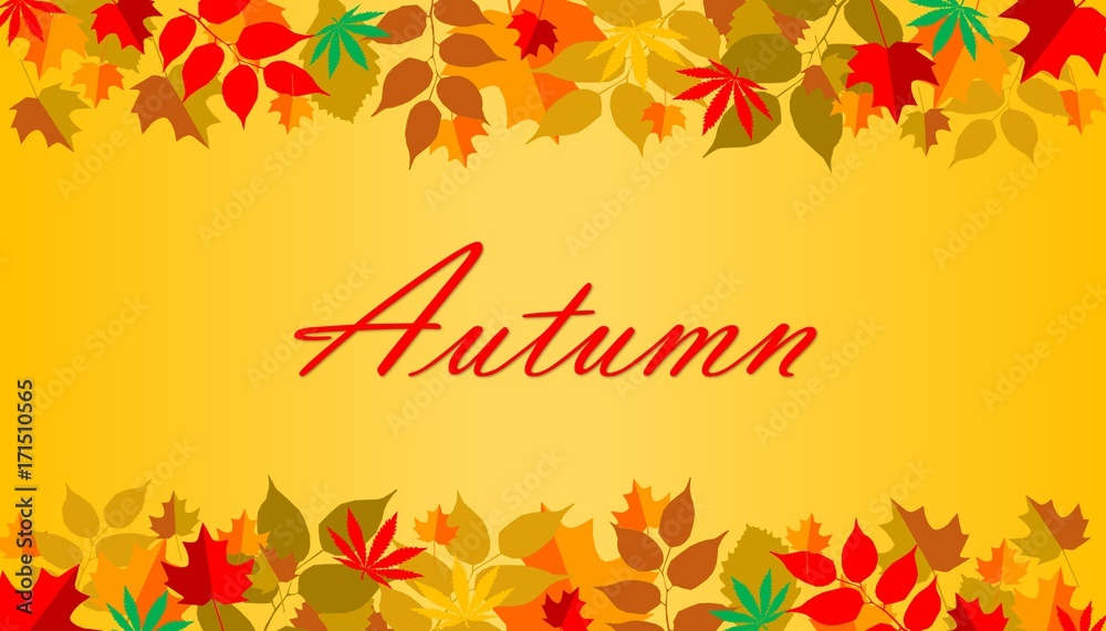 Illustration of Autumn leaves frame background.