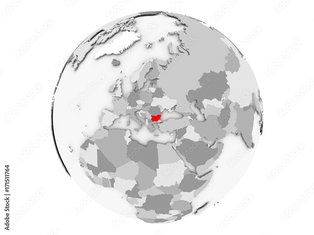 Bulgaria on grey globe isolated Bulgaria on grey globe isolated