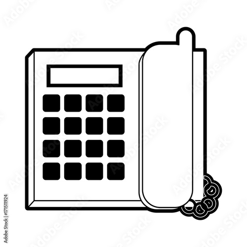 office landline phone icon image vector illustration design  black and white