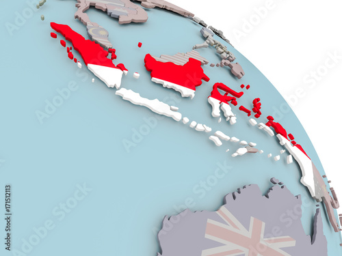 Map of Indonesia with flag