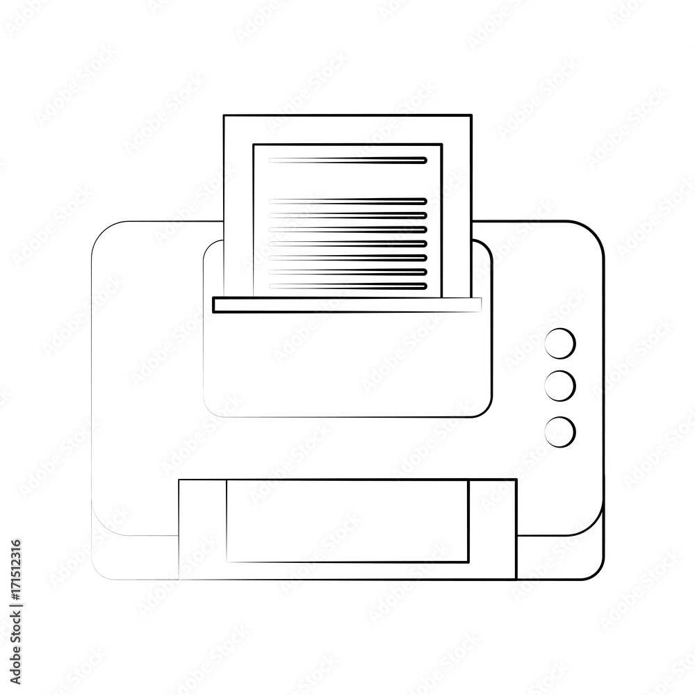 printer with paper icon image vector illustration design black line printer with paper icon image vector illustration design black line