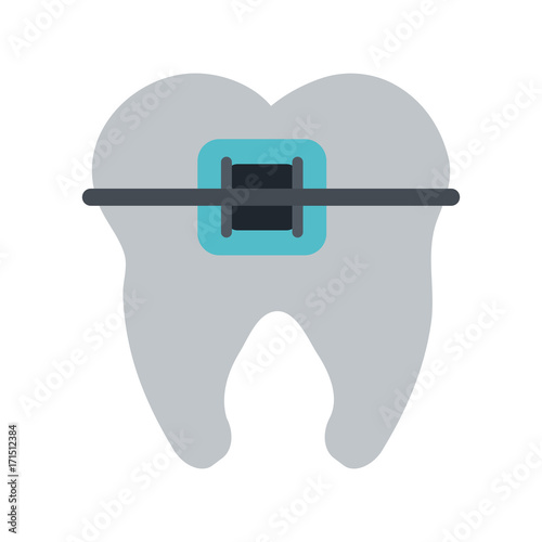 molar with braces dentistry icon image vector illustration design 