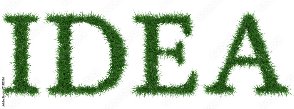 Idea - 3D rendering fresh Grass letters isolated on whhite background. Idea - 3D rendering fresh Grass letters isolated on whhite background.