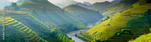 rice fields on terraces in Northwest of Vietnam. © cristaltran