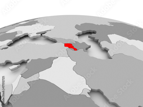 Armenia on grey globe