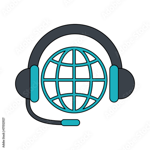 global customer service call center related icon image vector illustration design 