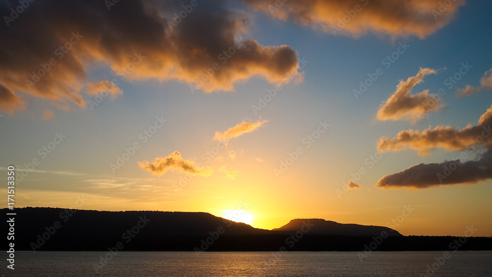 Sunrise at the mountain, at sea heading to Bali Sunrise at the mountain, at sea heading to Bali