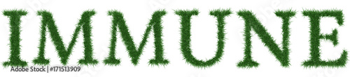 Immune - 3D rendering fresh Grass letters isolated on whhite background.