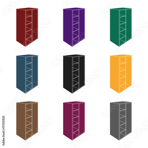 Light Cabinet with bins and mirror.Wardrobe for women's clothing.Bedroom furniture single icon in black style vector symbol stock illustration.