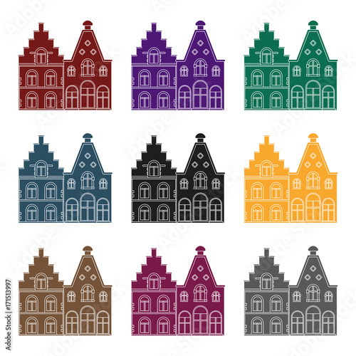 Housing in Belgium.The dark Belgian wolf. Belgium single icon in black style vector symbol stock illustration.