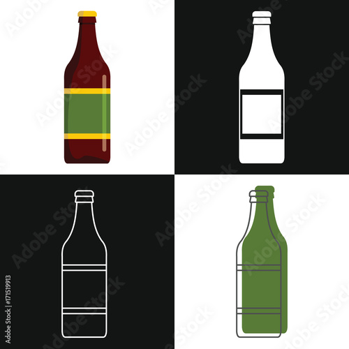 Beer bottles vector isolated on white background