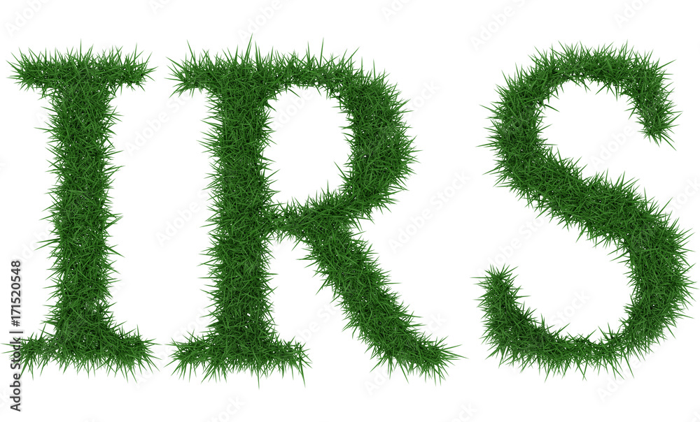 Irs - 3D rendering fresh Grass letters isolated on whhite background. Irs - 3D rendering fresh Grass letters isolated on whhite background.