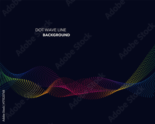 Elegant abstract vector spectrum rainbow gradient wave dot line futuristic style background