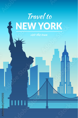 Famous city scape and text.