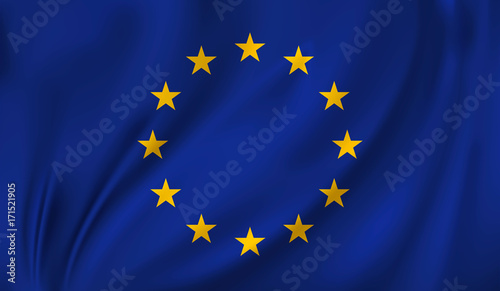 3D Waving Flag of European Union. Vector illustration