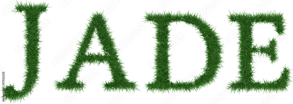 Jade - 3D rendering fresh Grass letters isolated on whhite background. Jade - 3D rendering fresh Grass letters isolated on whhite background.