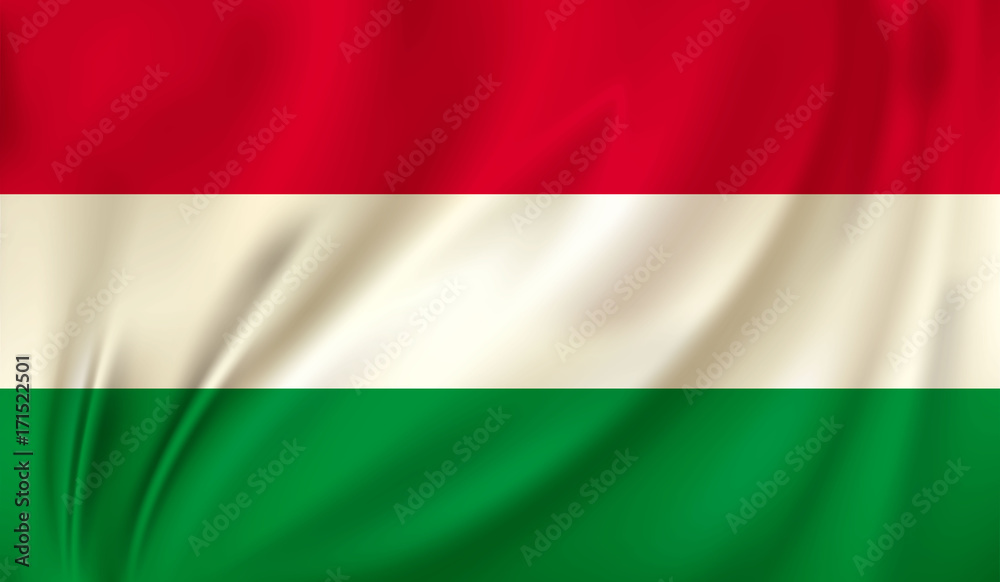Obraz premium 3D Waving Flag of Hungary. Vector illustration