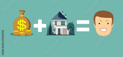 Purchase, buy a house, flat design template, vector illustration