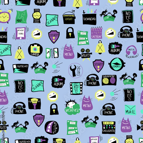 application icons for mobile phone.seamless pattern