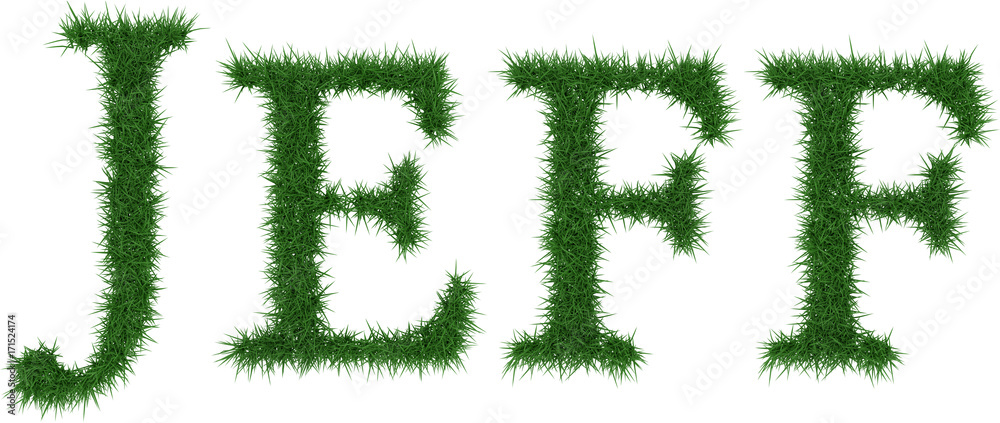 Jeff - 3D rendering fresh Grass letters isolated on whhite background. Jeff - 3D rendering fresh Grass letters isolated on whhite background.