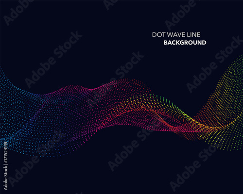 Elegant abstract vector spectrum rainbow gradient wave dot line futuristic style background