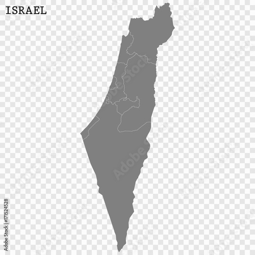 High quality map of Israel with borders of the regions