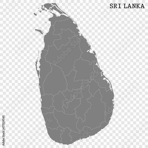 High quality map of Sri Lanka with borders of the regions
