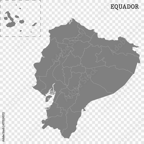 High quality map of Equador with borders of the regions photo