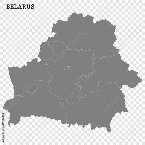 High quality map of Belarus with borders of the regions