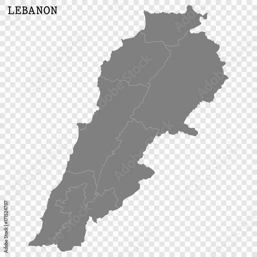 High quality map of Lebanon with borders of the regions