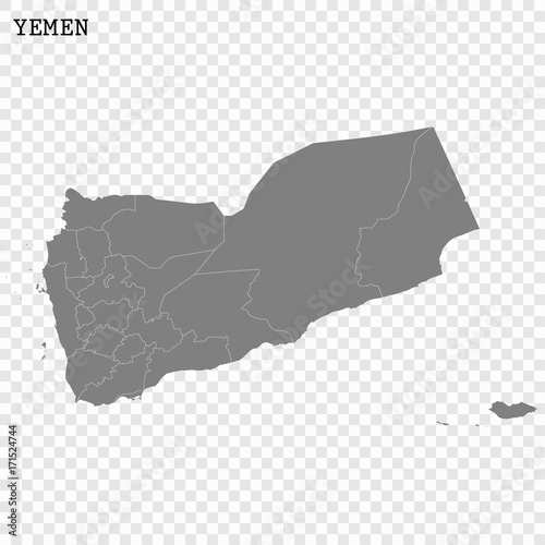 High quality map of Yemen with borders of the regions