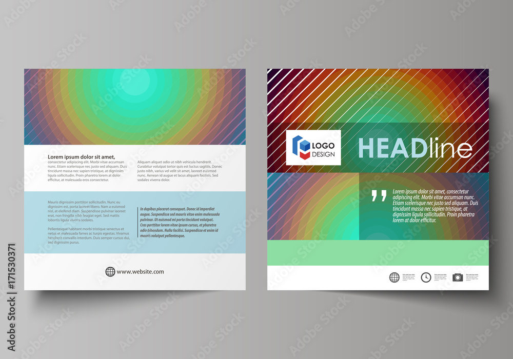 Business templates for square design brochure, magazine, flyer. Leaflet cover, vector layout. Minimalistic design with circles, diagonal lines. Geometric shapes forming beautiful retro background.