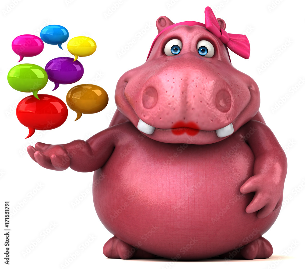 Pink Hippo - 3D Illustration Pink Hippo - 3D Illustration