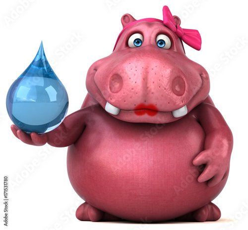 Pink Hippo - 3D Illustration