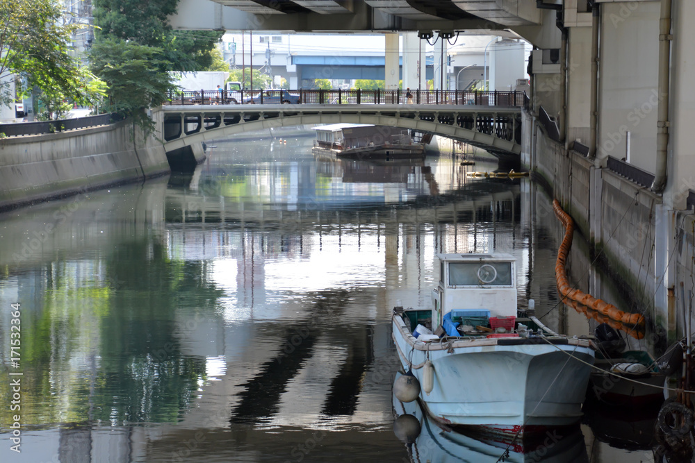 River under the highway (Yokohama, Japan)