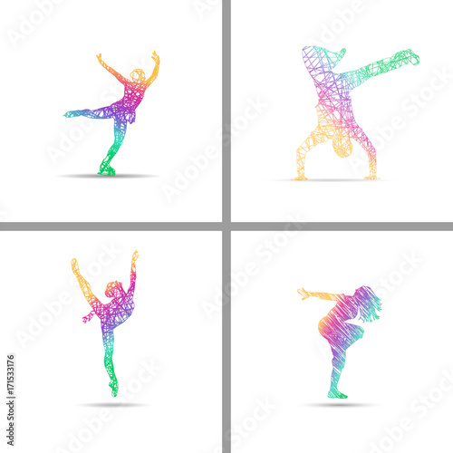 Set of diferent dance style fir web design