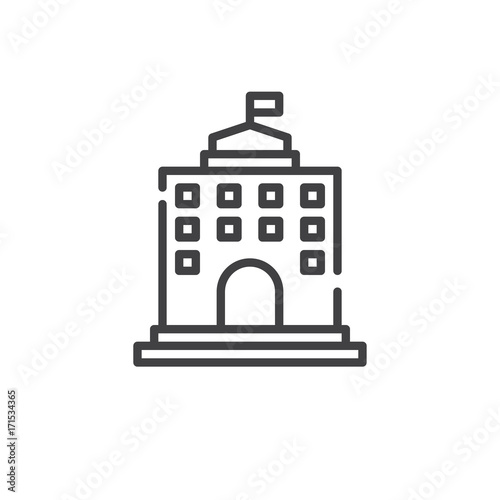 University building line icon, outline vector sign, linear style pictogram isolated on white. Symbol, logo illustration. Editable stroke