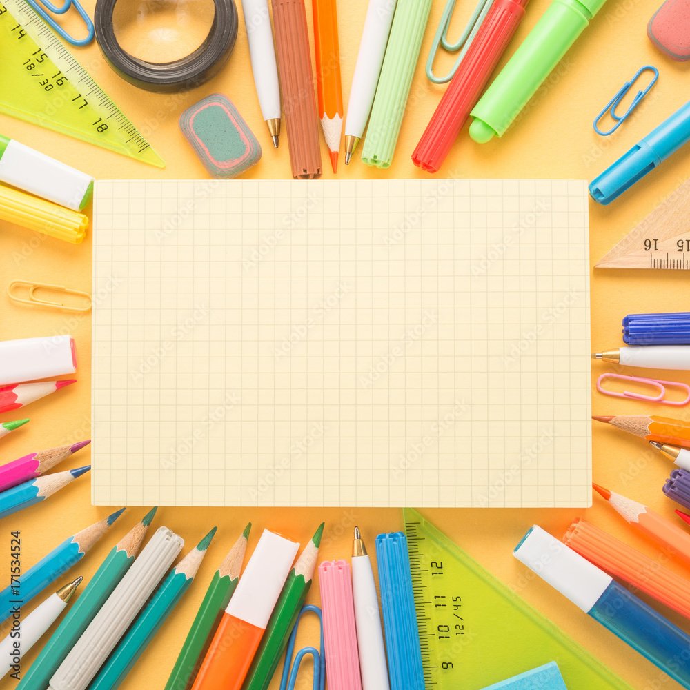 Fototapeta premium School office supplies 