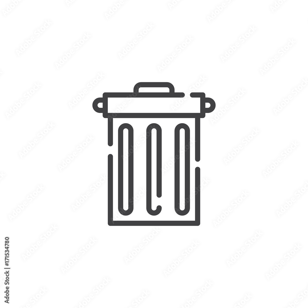 Trash bin line icon, outline vector sign, linear style pictogram isolated on white. Symbol, logo illustration. Editable stroke Trash bin line icon, outline vector sign, linear style pictogram isolated on white. Symbol, logo illustration. Editable stroke