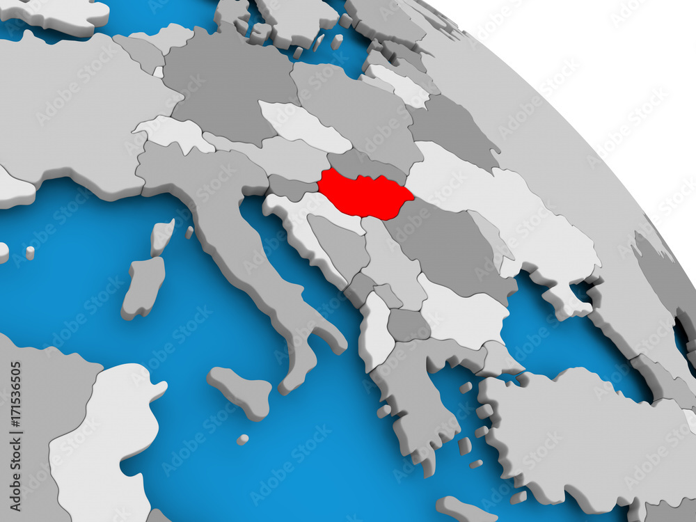 Fototapeta premium Hungary in red on map