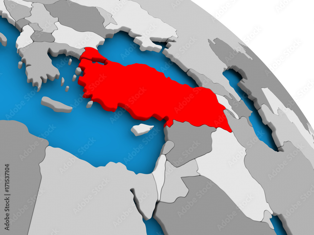 Fototapeta premium Turkey in red on map