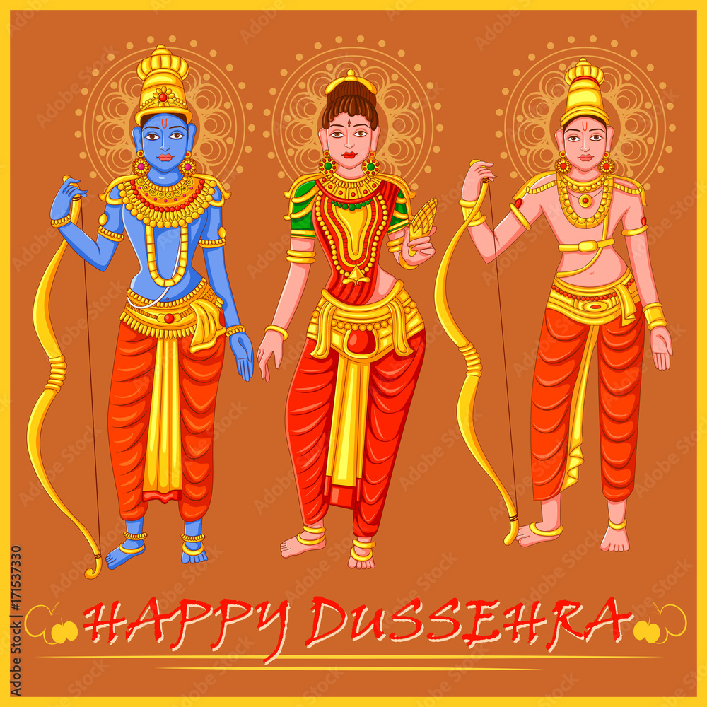 Statue of Indian God Rama, Laxmana and Sita for Happy Dussehra ...