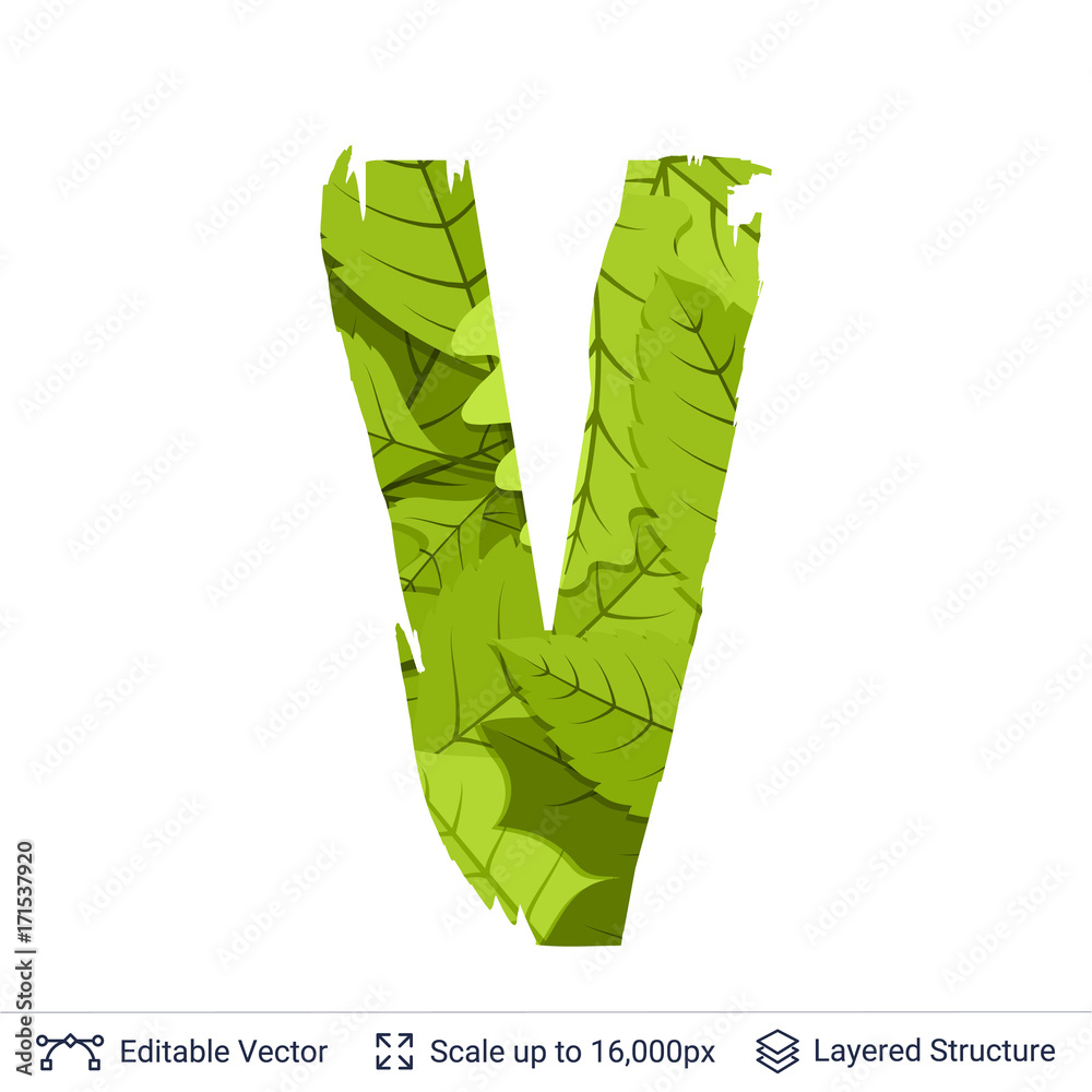 Spring green bright leaves letter. Spring green bright leaves letter.