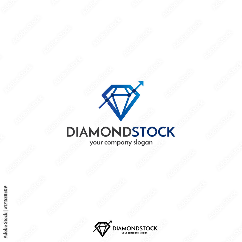 Diamond and stock graph line logo concept for stock market, finance, or business. Diamond and stock graph line logo concept for stock market, finance, or business.