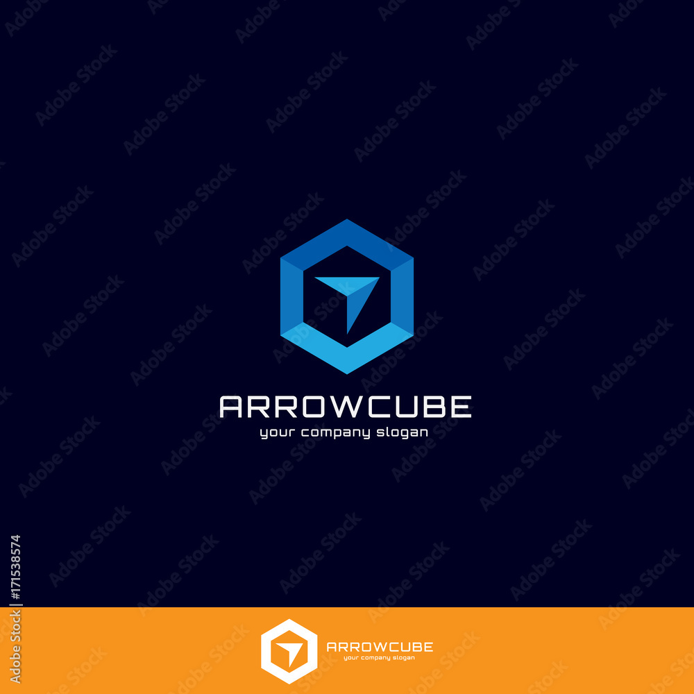 Arrow and box or cube Logo concept for general app, web, business, logistic, or services. Arrow and box or cube Logo concept for general app, web, business, logistic, or services.