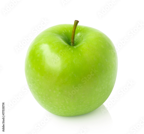 Green apple on white background with clipping path, fruit healthy concept